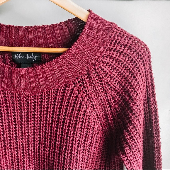 Burgandy cropped knit sweater - Picture 3 of 3